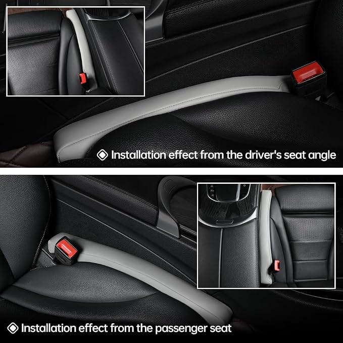 2Pack Leather Car Seat Gap Filler – Anti-Drop Console Organizer, Scratch-Resistant Waterproof Easy to Clean, Fits 90% Vehicles Without Blocking Seat Movement