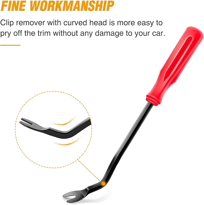 GOOACC Car Panel/Upholstery Remover Ergonomic Stainless Steel Fastener Remover - Easily Removes Plastic Fasteners,Reduces Damage to Panels and Loss of Clips