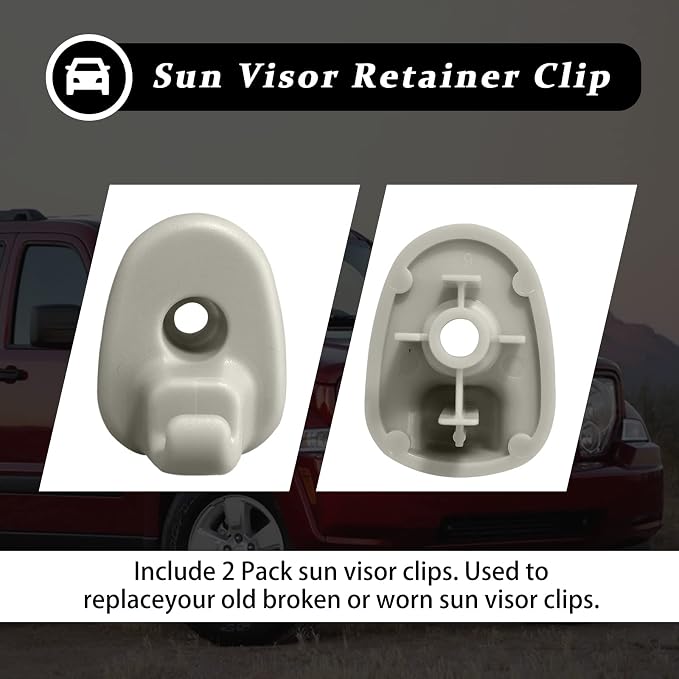 2Pcs Car Sun Visor Clip, Compatible With Jeep Liberty 2005-2012 and Dodge Nitro 2008-2012, Upgraded Car Interior Sunscreen Holder Hook, Automobile Visor Accessories