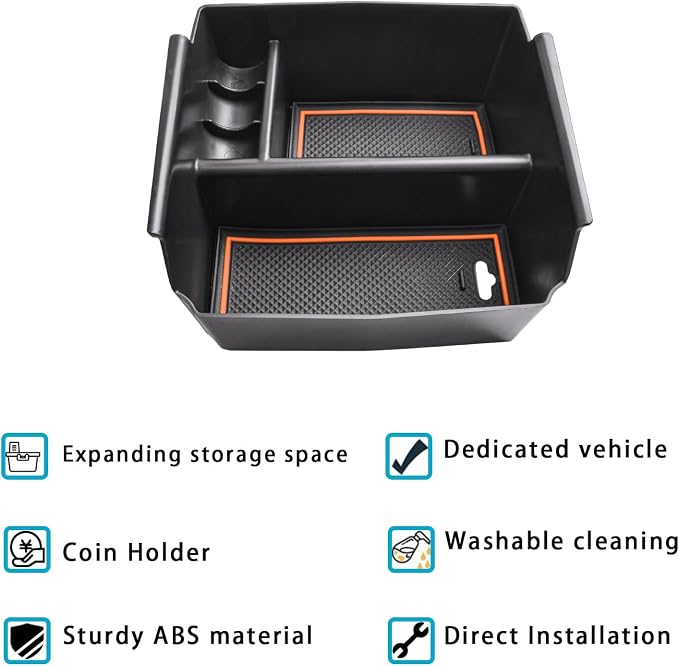 EDBETOS Center Console Organizer Tray Compatible with Jeep Wrangler JK/JKU 2011-2018 Rubicon Sport Sahara Accessories Armrest Storage Glove Box, Orange
