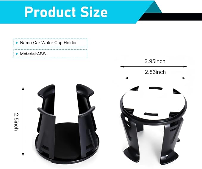 2 PCS Car Cup Holder Adapters, Anti-slip Anti-shake Drink Holder Insert, Adjustable Locking Cup Mount Expander Accessory, Self-adhesive Stabilizer for Most SUVs Sedans Trucks (Black)