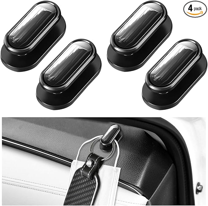 Wevdn 4 PCS Car Mini Hook, Fashion Multifunctional Wall Hanging Hooks, Durable Strong Self-Adhesive Backseat Hangers, Vehicle Hook Stickers for Keys USB Mask Earphone Cable (Glossy)