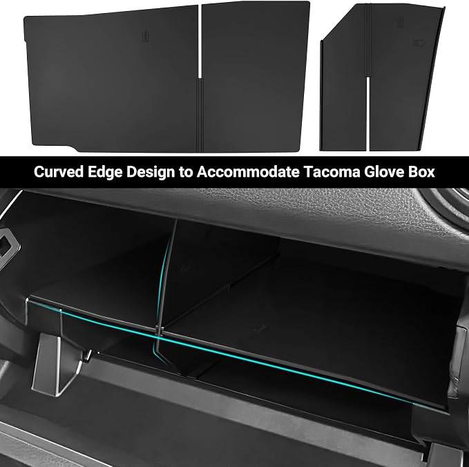 Glove Box Dividers Organizer Compatible with Toyota 2016-2020 2021 2022 2023 Tacoma Accessories Black ABS Material Center Console Organizer