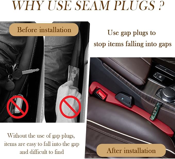 2PCS Car Seat Gap Filler - Elastic Car Seat Gap Filler Organizer Universal for Car Truck Suv Between Seat and Console - Prevent Items from Droping - Add Style to Your Car Accessories (Red/2pcs)