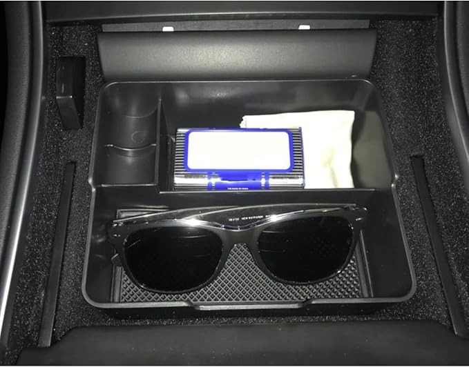 Compatible with Tesla Model 3/Y Accessories Center Console Organizer Tray Fits for Tesla Model 3 2017 2018 2019 2020 /Model Y 2020 （The cover closed Rotary version）