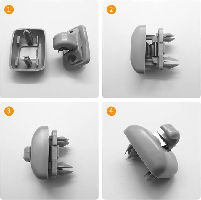 2PCS Inner Sun Visor Clips, Upgraded Car Visor Holder Hook - Compatible with Audi A1 A3 A4 A5 Q3 Q5 S3 S4 S5 TT, OEM: 8U0857562A (Gray)