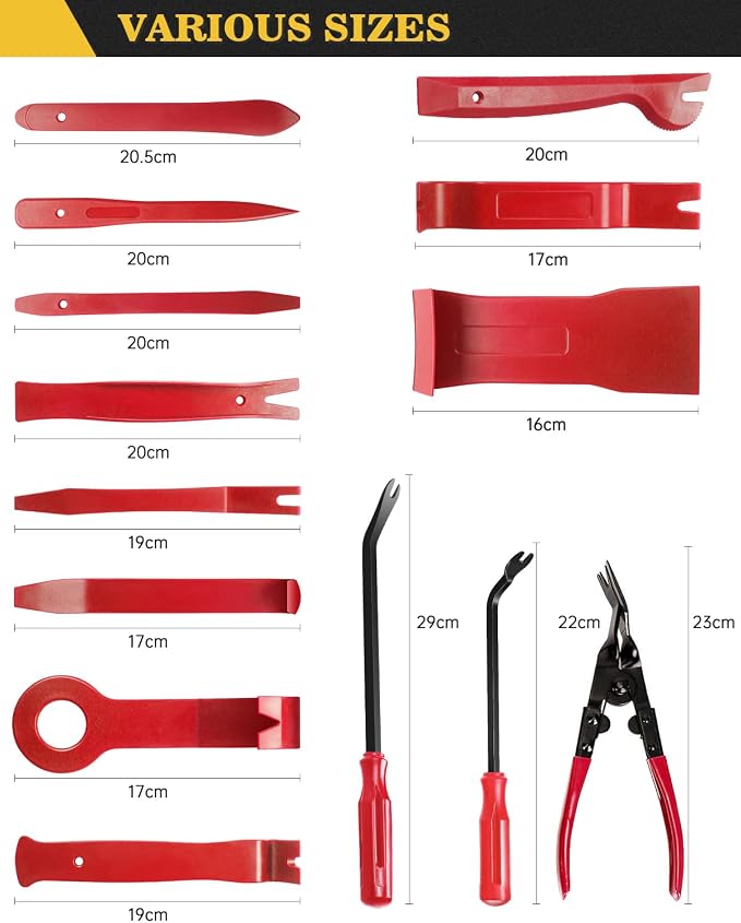 Poraxy Trim Removal Tool,120Pcs Car Panel Door Audio Removal Tool Kit, Auto Clip Pliers Fastener Remover Pry Tool Set with Storage Bag