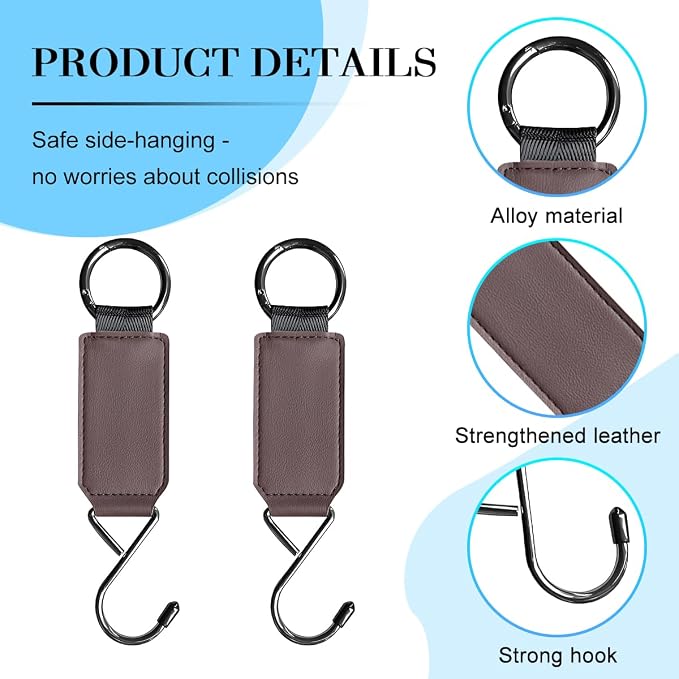 HZEL Car Seat Headrest Hook, 2PCS Multifunctional Vehicle Seat Back Hanger Holder for Purse Bags Coat, Automotive Interior Organizer Storage Hook, Universal for Automobile RV Truck (Brown)