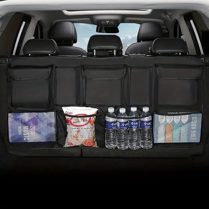 Car Backseat Hanging Trunk Organizer for SUV, Van, Truck with 9 Strage Pockets, Space Saving Organizer, Durable Strong Straps, Easy Wash (Rear Seat)