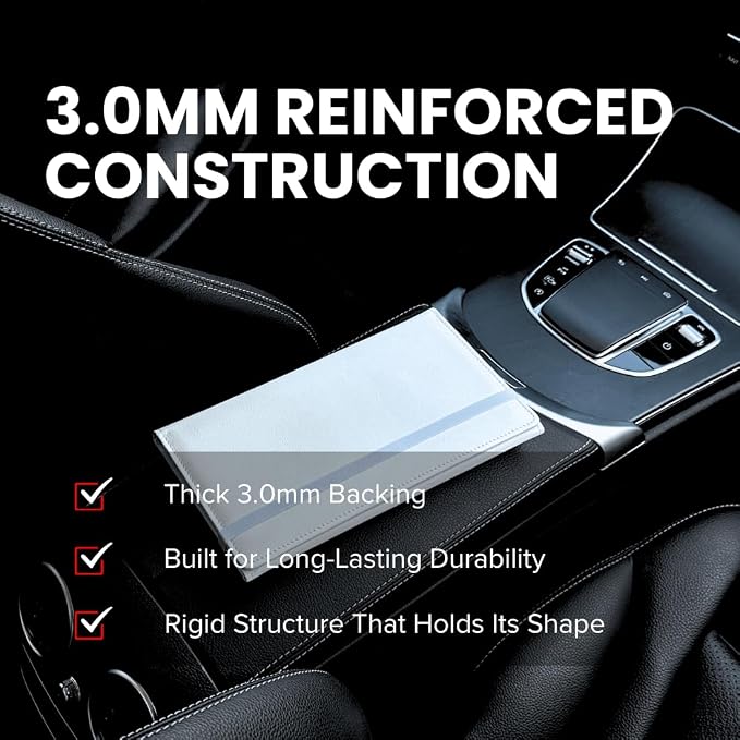 LINTRU Car Registration and Insurance Holder, 12-Pocket Trifold, Glove Box | 3.0mm Reinforced, 16"×9.5" Oversized, Elastic Strap No Magnet, PU Leather, Car Accessories for Men Women