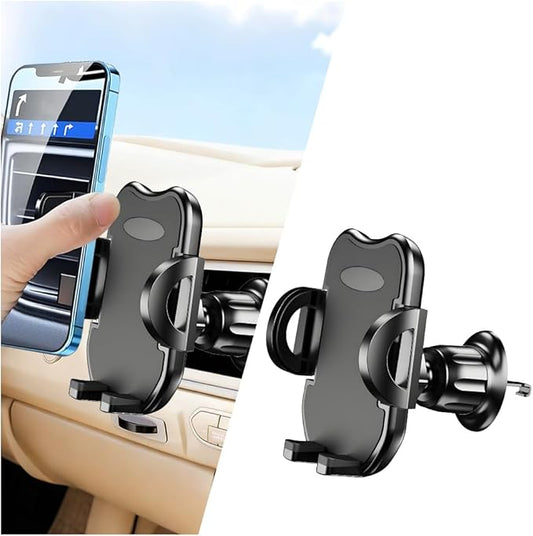 Car Phone Holder, 360° Rotatation Vehicle Air Vent Cell Phone Mount with Hook Clip, Hands Free Automotive Interior Smartphones Cradle, Universal for Most Vehicles (Black)