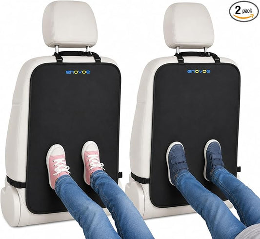 Enovoe Kick Mats Back Seat Protector for Kids - 2 Pack - Premium Quality Car Seat Back Cover Offers Waterproof Protection of Your Upholstery from Mud and Scratches - Backseats Kick Protector for Child