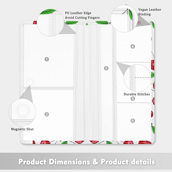 Car Registration and Insurance Holder, with Magnetic Closure for License, Cards and Documents, All Vehicle Needs and Car Accessories (Cherry)