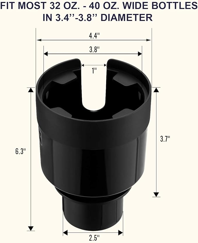 SEVEN SPARTA 2 Pack Car Cup Holder Expander Organizer Adjustable Base, Compatible with Yeti 20/26/30 oz, Hydro Flasks 32/40oz, Nalgenes 30/32/38/48 oz, Other Bottles in 3.4"-3.8" (Black and Silver)