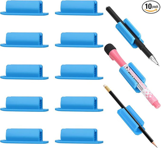 BOBOKA 10Pcs Pencil Holder for Desk, Adhesive Pen Holder for Classroom Clipboard Attachment, Silicone Pencil Holder & Marker Holder for School Office Desk Accessories, Teacher Supplies