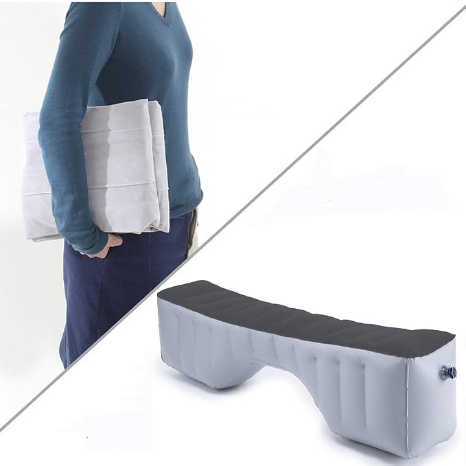 FMS Car Travel Inflatable Mattress Back Seat Gap Pad Air Bed Cushion Camping Air Couch Gray 51.18 * 10.63 * 14.57Inches