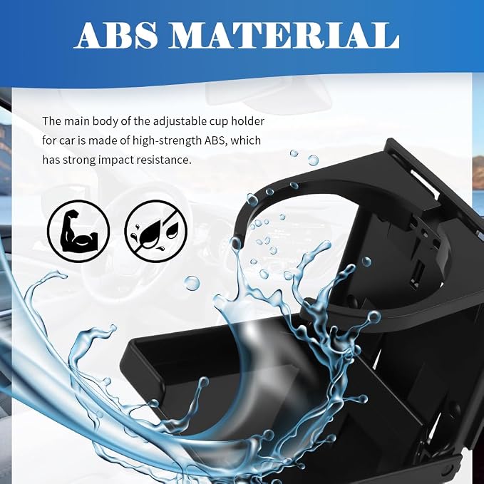 2PCS New Car Cup Holder,Expandable & Foldable Wall Mounted Cup Holder for Cars with Adhesive & Screws for Door/Vent,Universal Car Drink Holders Fits 2.44-3.92 inches