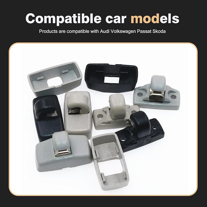 2 PCS Interior Sun Visor Clip Hook Bracket, Anti Vibration Sun Visor Bracket Holder, #3B0857561B Sun Visor Support Clip Retainer Replacement for VW Golf Passat Beetle Polo Jetta Skoda (Beige)