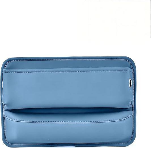 Car Seat Gap Organizer, Leather Multi-Pocket Storage Pouch, Automotive Seat Gap Organizer for Phone, Keys & Small Items, Universal for Most Cars (Blue)
