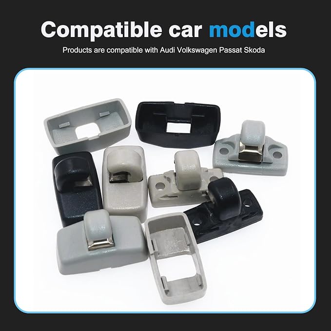 2 PCS Interior Sun Visor Clip Hook Bracket, Anti Vibration Sun Visor Bracket Holder, #3B0857561B Sun Visor Support Clip Retainer Replacement for VW Golf Passat Beetle Polo Jetta Skoda (Gray)