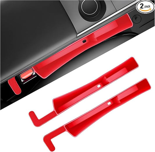 2 PCS Car Seat Gap Filler Organizer, Multifunctional Auto Side Seat Gap Filler Phone Holder, Universal Vehicle Storage Box Fill Gap Space Between Seats and Console (Red)