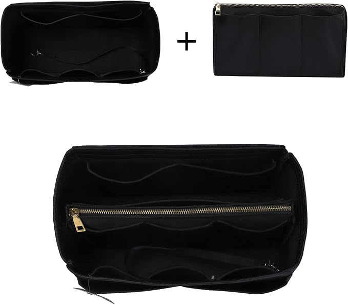 ZTUJO Purse Organizer Insert, Felt Bag Organizer with Metal Zipper, Handbag & Tote Shaper, For Speedy Neverfull Tote, 7 Sizes