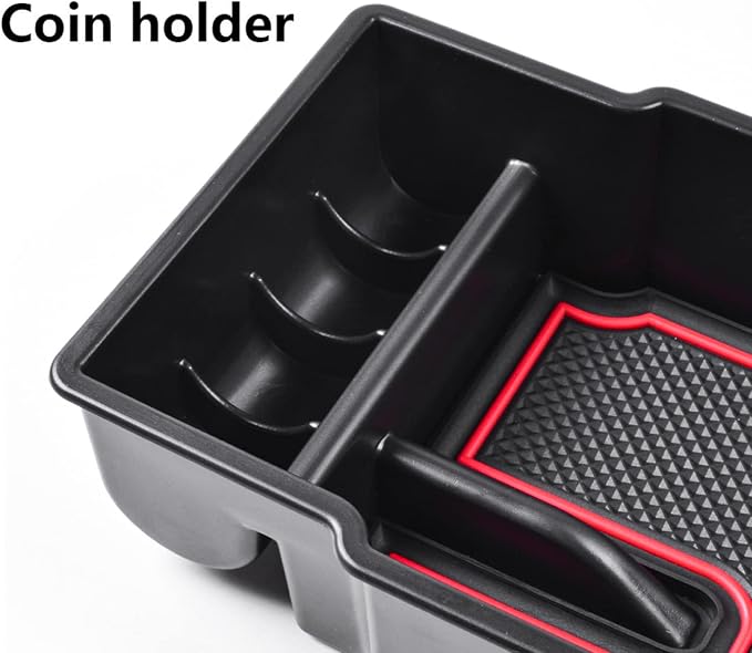 EDBETOS Center Console Organizer Tray Compatible with Jeep Renegade Accessories 2015-2019 2020 2021 2022 2023 Armrest Glove Box Secondary Storage (Red Line)