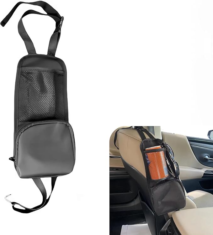 Car Seat Side Organizer, Multi-Pocket Car Seat Storage Hanging Bag, Multifunctional Mesh Net Pocket, Holds Phones, Drink, Glasses, Wallet, for Cars, Trucks