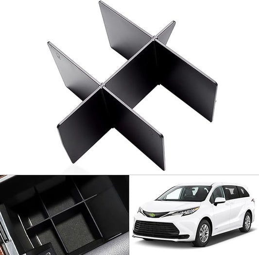 Karltys Center Console Organizer for 2021-2026 Toyota Sienna Center Console Divider Armrest Box Dividers Tray Sienna Interior Accessories ABS Black