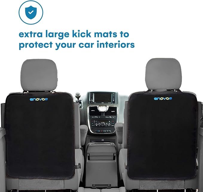 Enovoe Kick Mats Back Seat Protector for Kids - 2 Pack - Premium Quality Car Seat Back Cover Offers Waterproof Protection of Your Upholstery from Mud and Scratches - Backseats Kick Protector for Child