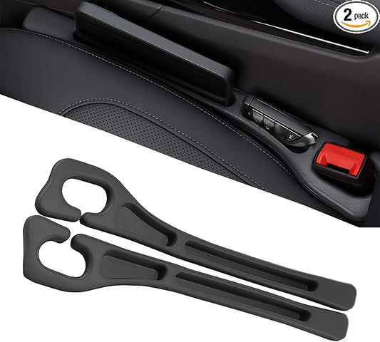 Car Seat Gap Filler, 2 Pack Car Seat Gap Filler Organizer, Anti-Drop Side Console Storage Pocket with Storage Slot, Universal for Auto SUV Truck Interior Accessories, Black