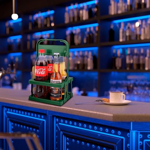 Bodaon 4 Cup Drink Carrier with Handle, Plastic Cup Carriers for Drinks, Drink Holder for Car,Take Out Delivery Drivers Accessories, Portable Foldable Reusable Mobile, Use for Food Delivery Bag