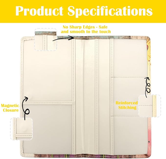 Car Registration and Insurance Holder with Magnetic Closure, Universal Document Organizer for License, Insurance Cards & Glove Box Storage (Sunflower-Colorful)