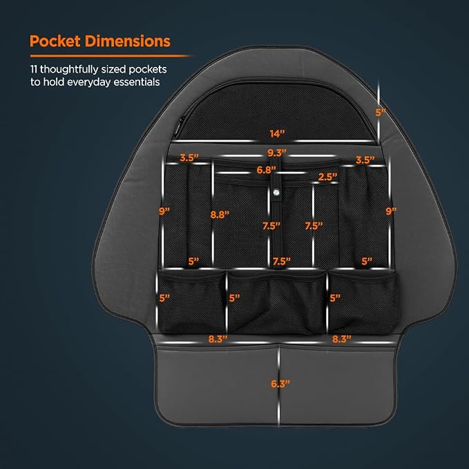 Back Seat organizer for Tesla Model 3 / Model Y (Premium Vegan Leather) Custom fit Car Seat Back Protector with Storage Pockets (Black)