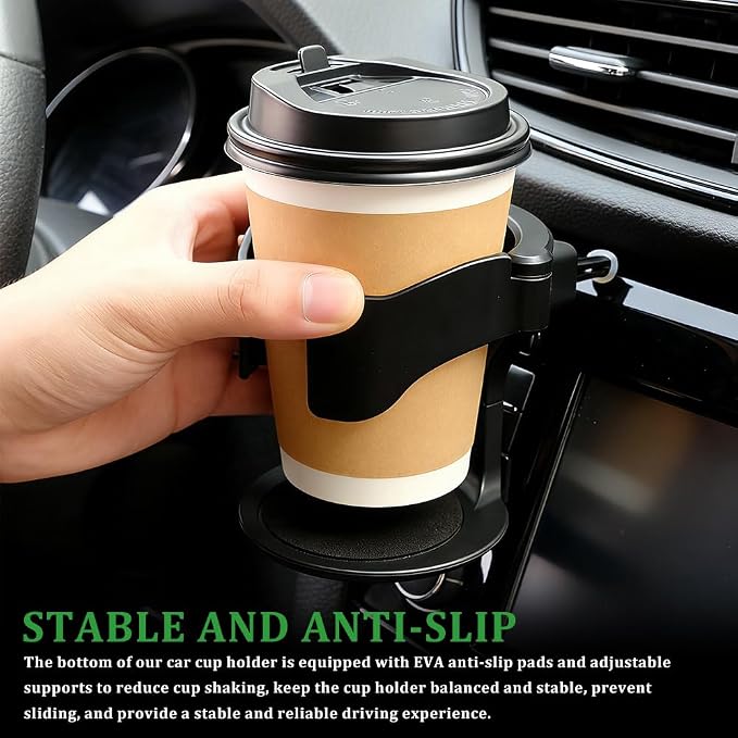 Cup Holder for Car, Cup Holder Expander, Adjustable Auto Vent Cup Holder Expander with 3 Kinds Mounting Clips, Auto Accessories ABS Load-Bearing Non-Slip Ashtray Holder for Truck SUV (1PCS)