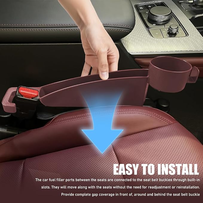 2PCS Car Seat Gap Filler Organizer, Console Side Organizer, Seats Gap Organizer with Phone Holder, Multifunctional Car Seat Filler Gap Space Prevents Things Dropping for Most Vehicles (Red)