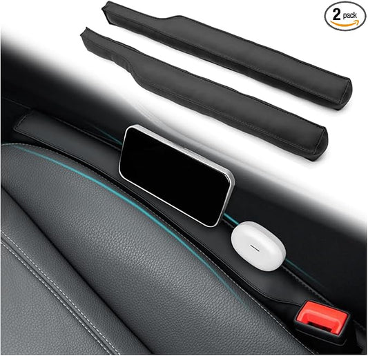 2026 New Leather Car Seat Gap Filler 2 Pack,Premium Car Seat Gap Plug Blocks Phones/Keys from Falling,Universal in Between Cars Seats Catcher for Most Cars/SUVs/Trucks
