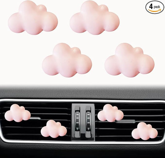 Pink Cloud Car Air Freshener - 4 Pcs Cute Cloud Car Diffuser Vent Clips for Women