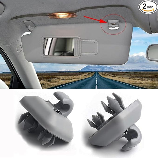2PCS Audi Inner Sun Visor Clips, Upgraded Car Interior Sunscreen Holder Hook - Compatible with Audi Q5 Q3 A1 A3 A4 A5 S3 S4 S5 TT, OEM: 8U0857562A (Gray)