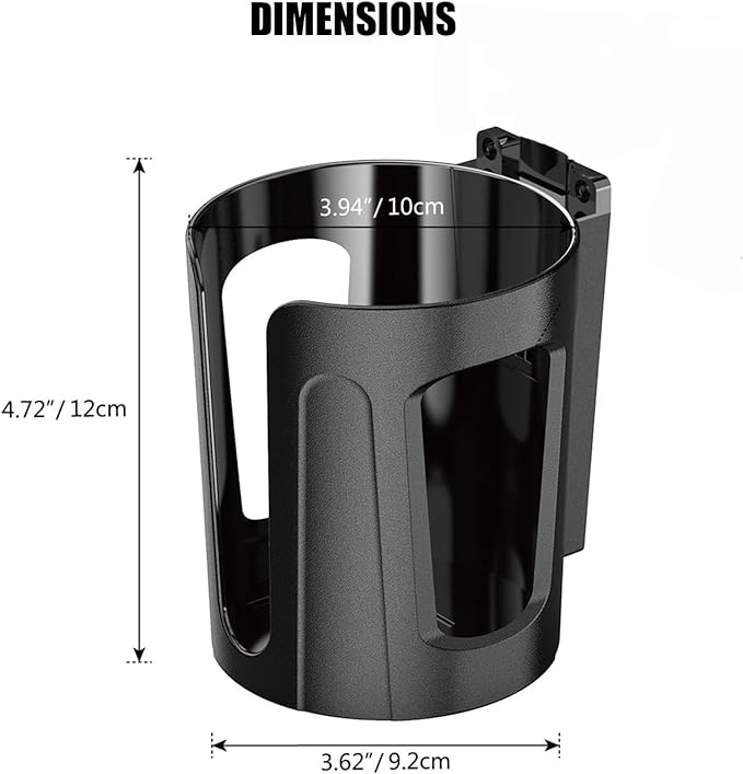 Large Wall Cup Holder, Universal Multi Size Cup and Mug Holder, for Cars, Trucks, RVs, Vans, Boats (Black) (2-Pack)