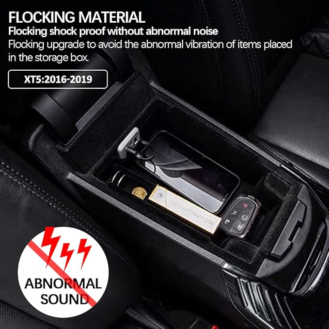 for XT5 Armrest Storage Tray Compatible with Cadillac XT5 Accessories 2019 2018 2017 2016 Flocking Interior Armrest Insert Tray xt5 Center Console Organizer