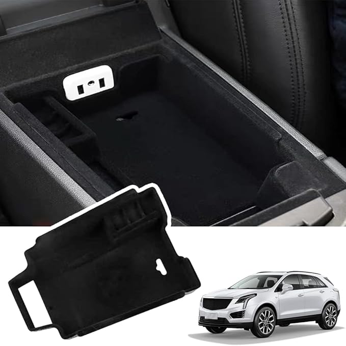 for XT5 Armrest Storage Tray Compatible with Cadillac XT5 Accessories 2019 2018 2017 2016 Flocking Interior Armrest Insert Tray xt5 Center Console Organizer