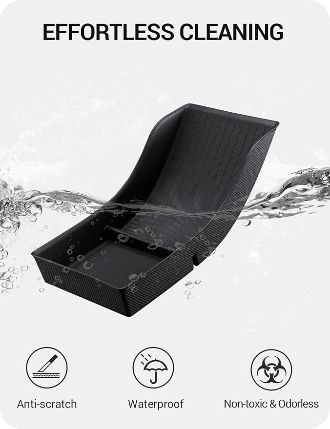 BASENOR Lower Center Console Organizer Tray for Model Y Model 3 (Proprietary Design) Bottom Storage Box Fit 2021-2024 Model Y 2021-2023 Model 3