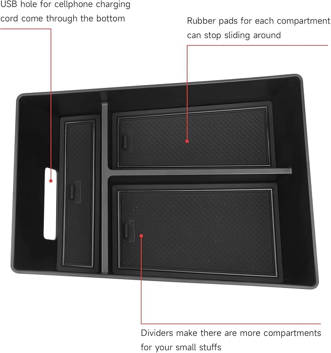 Center Console Organizer Tray Compatible with BMW 2019-2025 2026 X5 G05 / X7 G07 & 2020-2025 2026 X6 G06 Accessories Armrest Storage Box ABS Console Insert Tray Container