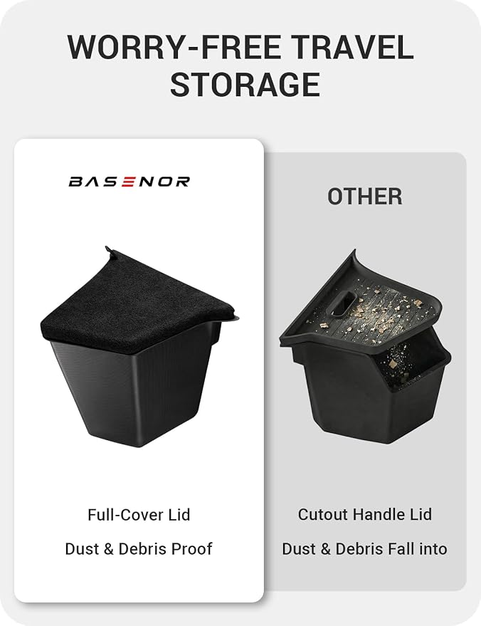 BASENOR 2025 2026 Tesla Model Y Trunk Storage Bins, (Proprietary Design) Trunk Organizer with Carpeted Lid, Rear Trunk Side Storage Box for 5-Seats Model Y Juniper Interior Accessories