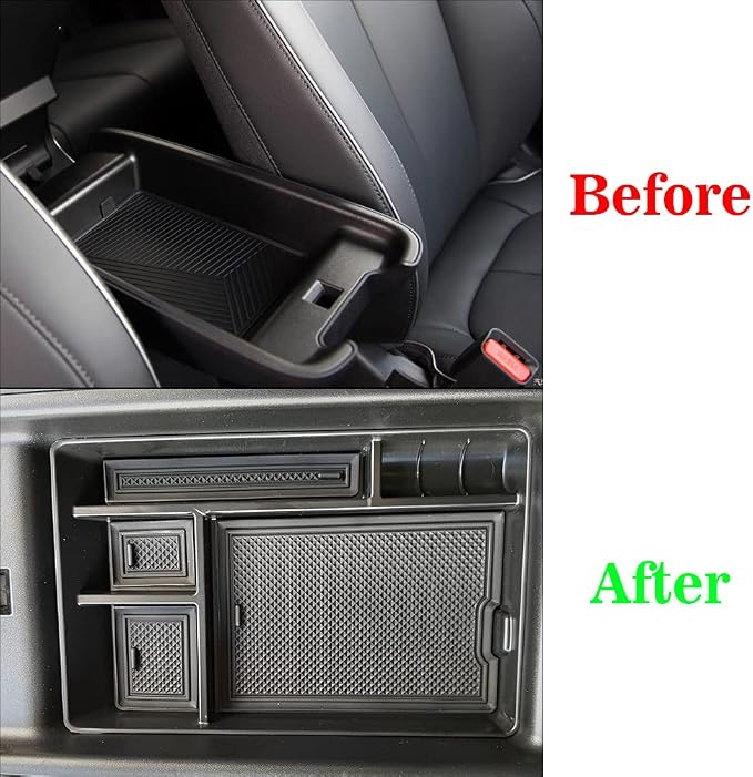 BestEvMod for Ioniq5 Armrest Storage Box Center Console Organizer Tray Interior Accessories with Rubber Black Trim Compatible with Hyundai Ioniq 5 2022-2026 Accessories(V1)