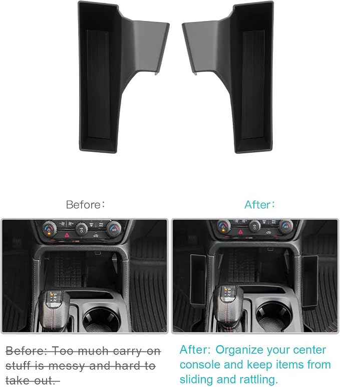 CDEFG 2Pcs for 2026 Ford Ranger Center Console Organizer for 2024 2025 2026 Ford Ranger (Raptor/Lariat/XLT/XL) Truck Accessories Middle Console Trash Can Gear Shift Side Pockets Storage Box