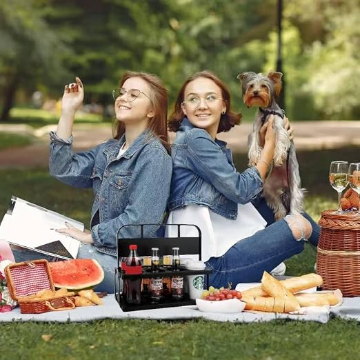 Bodaon 8 Cup Drink Carrier with Handle, Plastic Cup Carriers for Drinks, Drink Holder for Car, Take Out Delivery Drivers Accessories, Portable Foldable Reusable Mobile, Use for Food Delivery Bag,