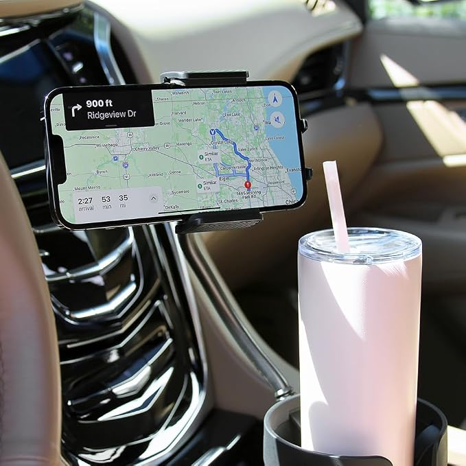 CupCargo Pro – 2-in-1 Car Cup Holder Expander and 360° Phone Mount with Adjustable Base and Flexible Neck, Universal Fit