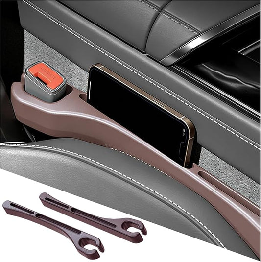 2PCS Car Seat Gap Filler, Seat Side Seam Crevice Blocker Organizer to Prevent Things from Dropping, Drop-Proof Auto Console Gap Guard Stopper Plug, Universal for Vehicles (Brown)